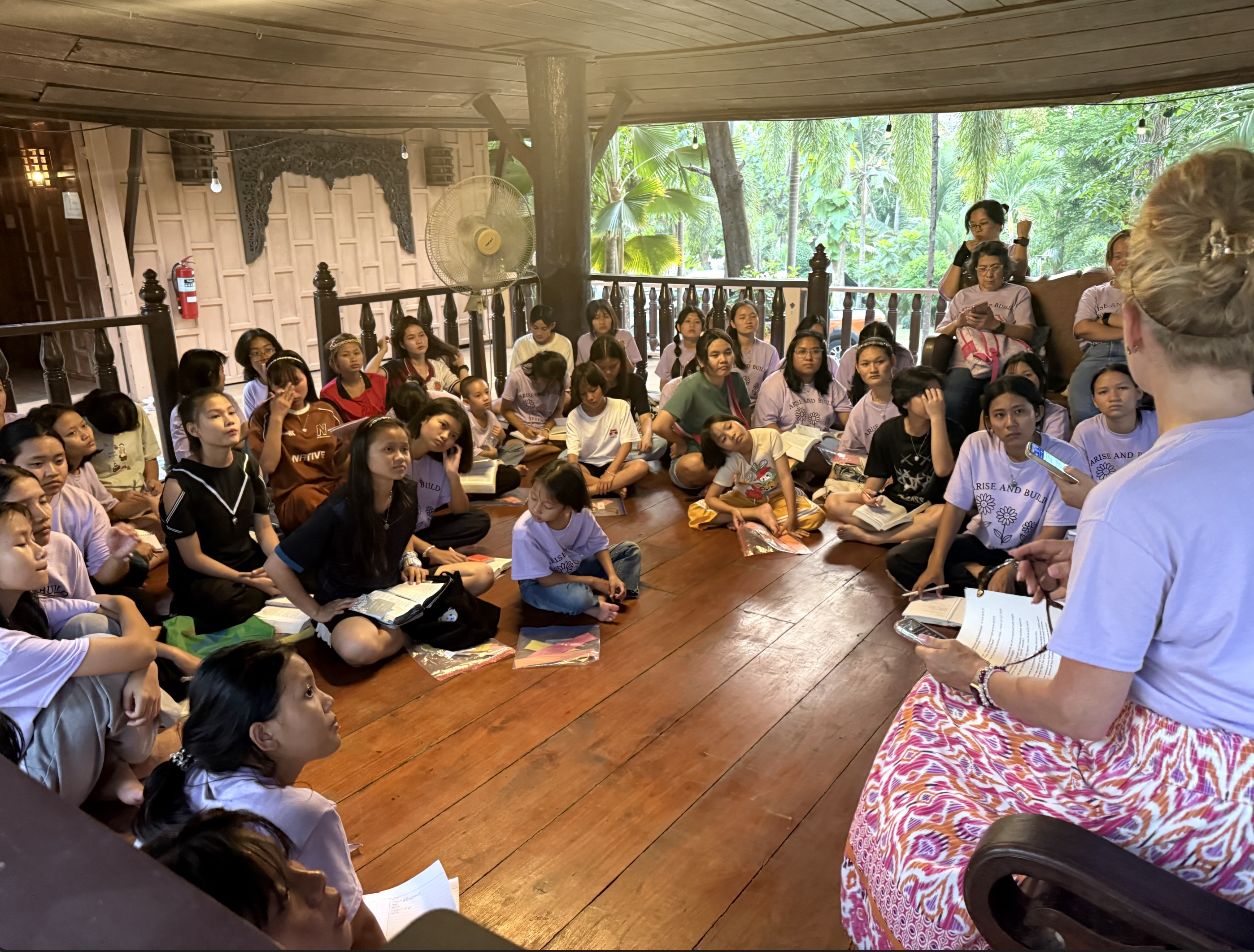Brenda with the Faith House girls during the lesson